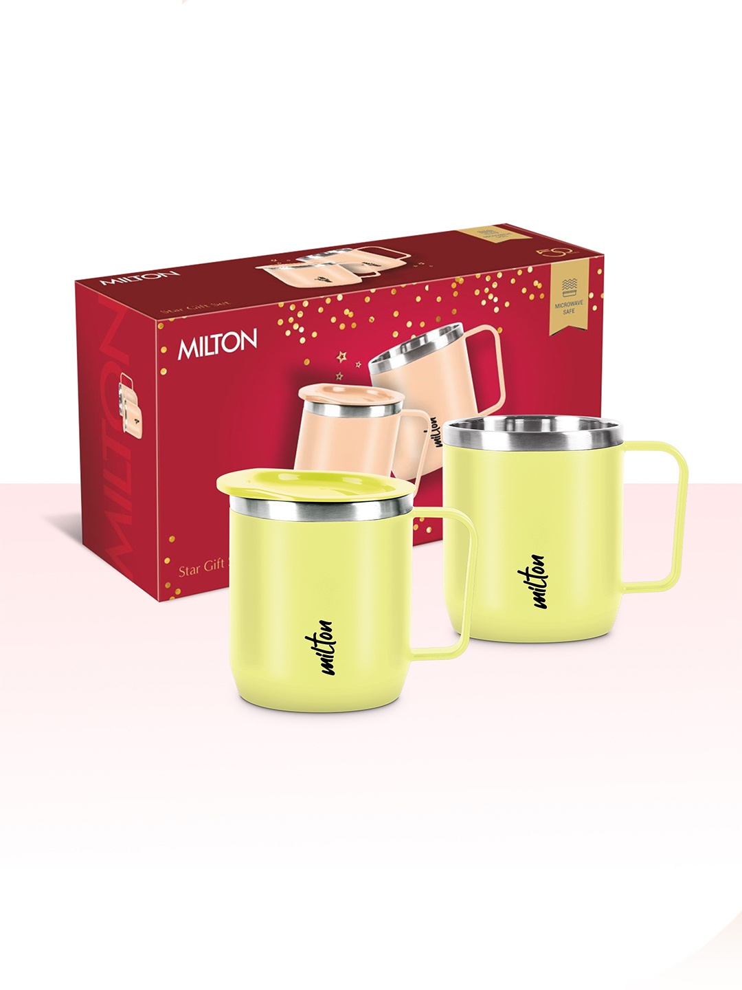 

Milton Star Gift Yellow Set of 2 Stainless Steel Matte Mugs 285 ml Each