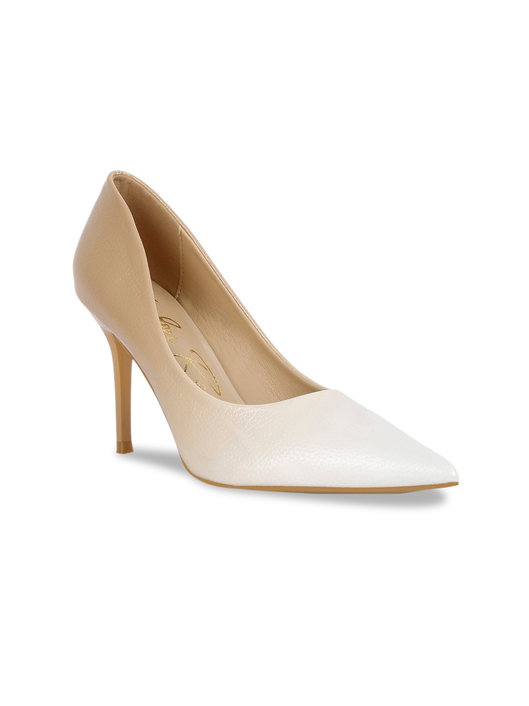 

London Rag Textured PU Stiletto Pumps, Beige