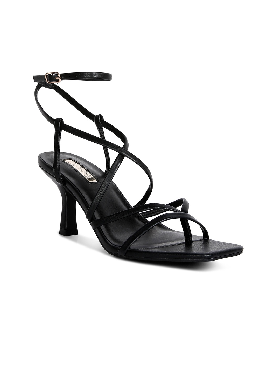 

London Rag PU Party Stiletto Sandals with Buckles, Black