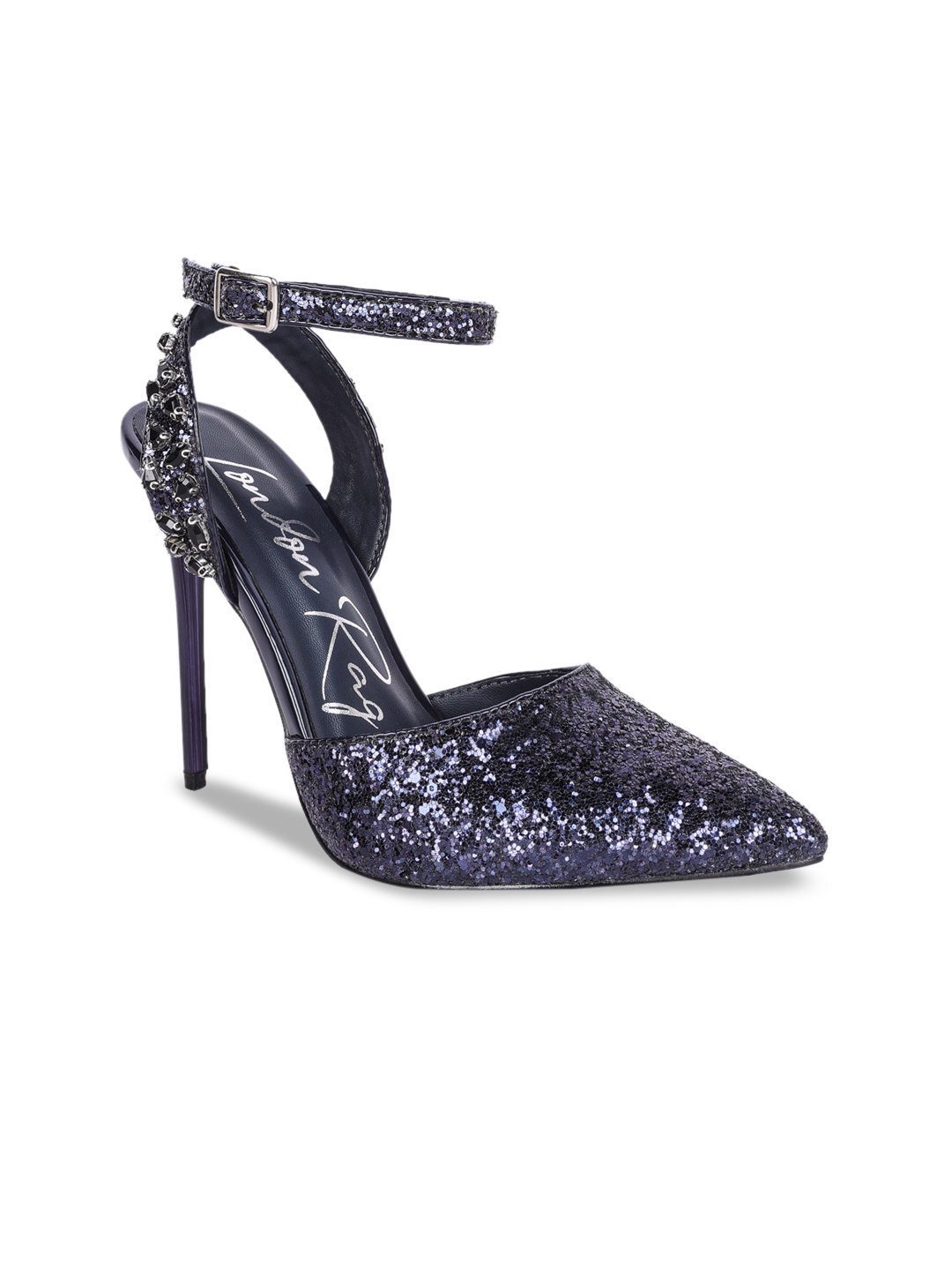 

London Rag Embellished PU Party Stiletto Pumps, Blue