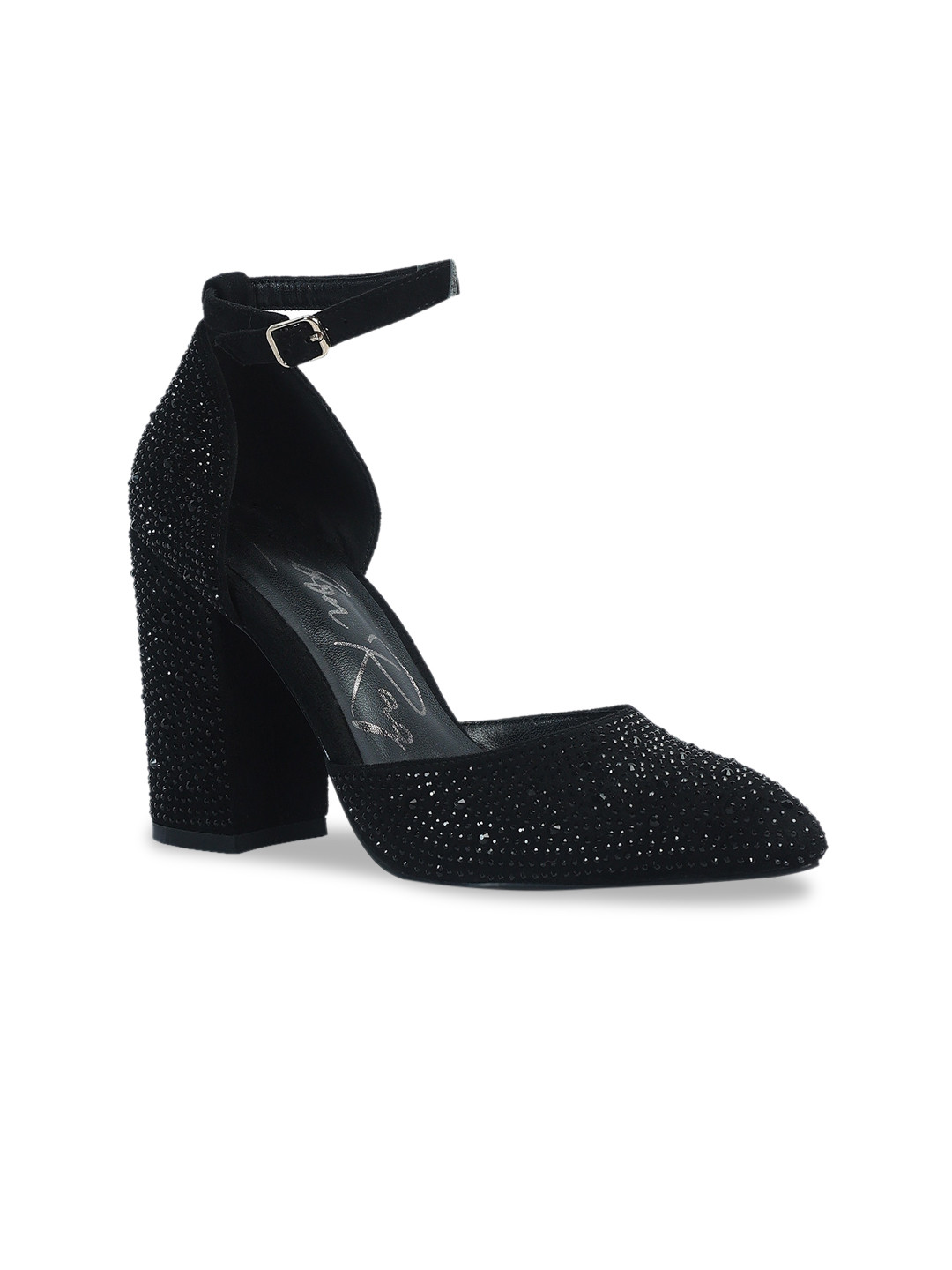 

London Rag Textured Suede Party Block Heels, Black