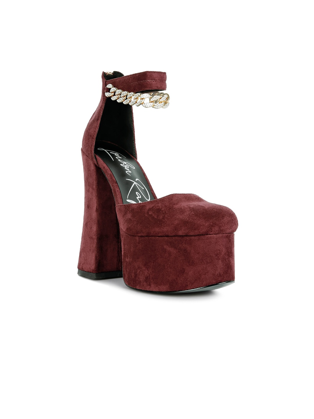 

London Rag Suede Party Block Block Heels, Burgundy
