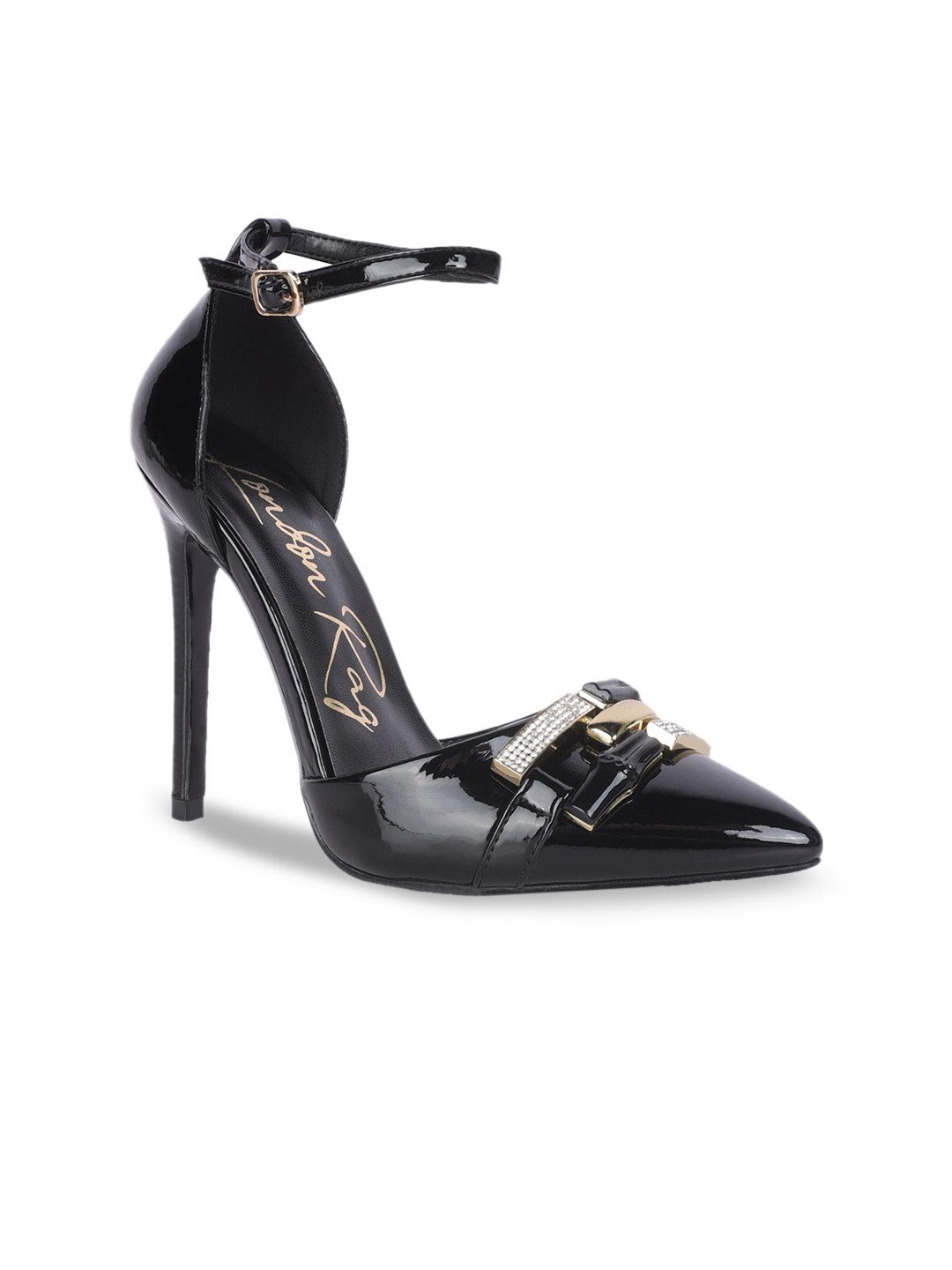 

London Rag Embellished PU Party Slim Heels, Black