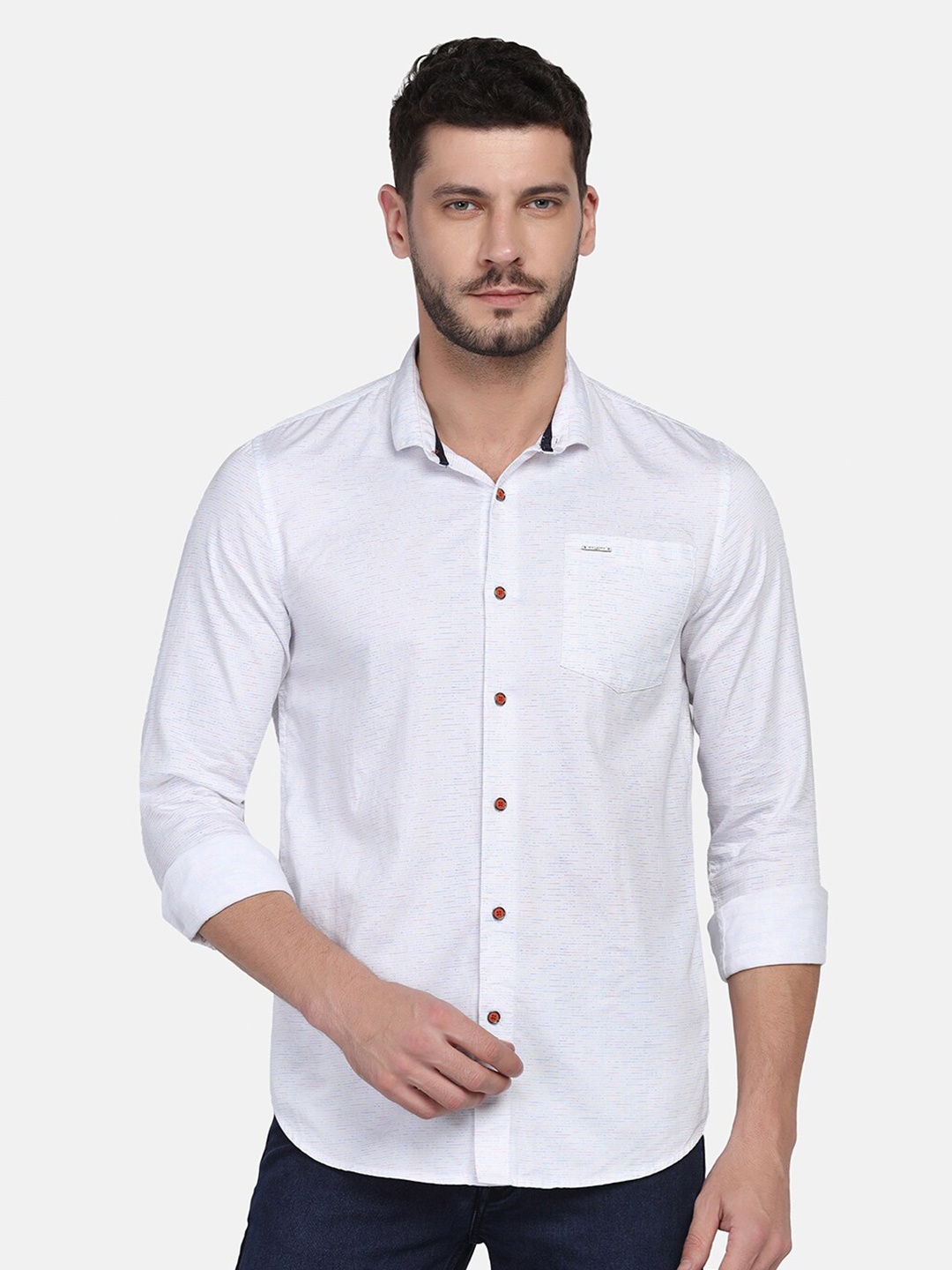 

Blackberrys Men Skinny Fit Casual Cotton Shirt, White