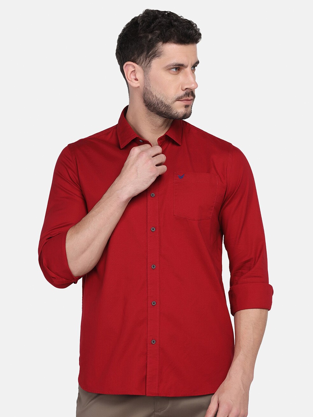 

Blackberrys Men Slim Fit Casual Cotton Shirt, Red