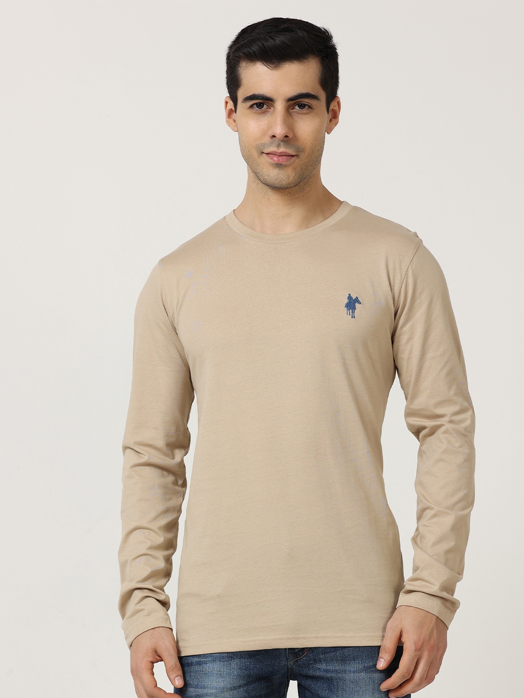 

Masculino Latino Men Cotton Round Neck T-shirt, Beige