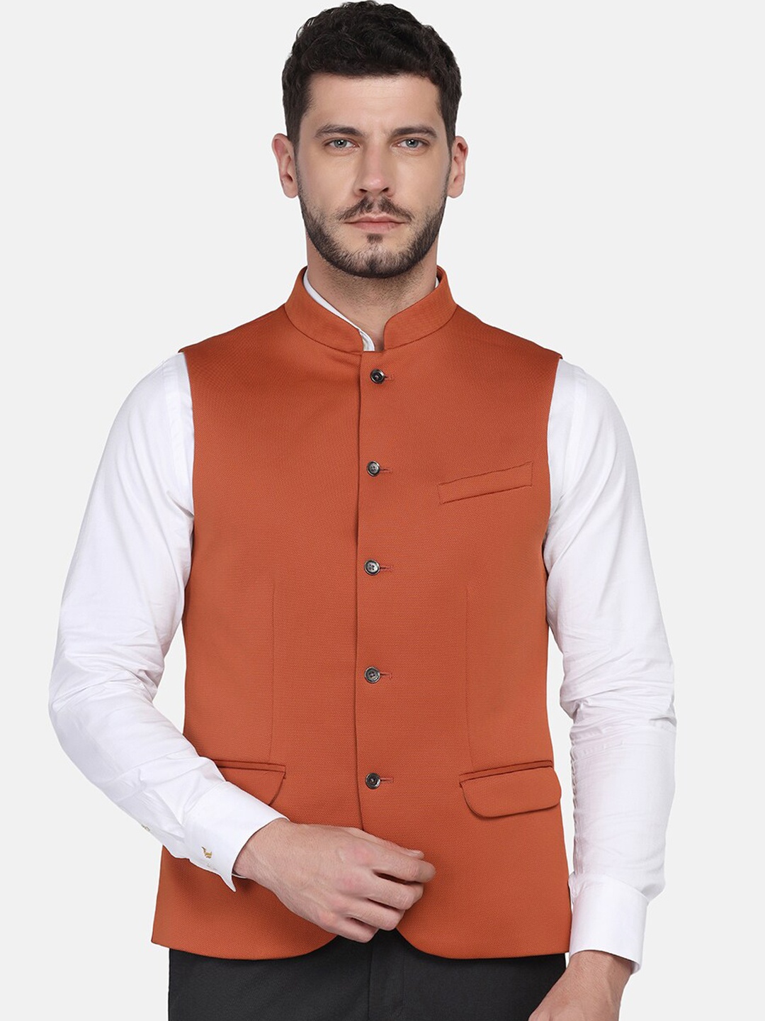 

Blackberrys Men Nehru Jackets, Rust