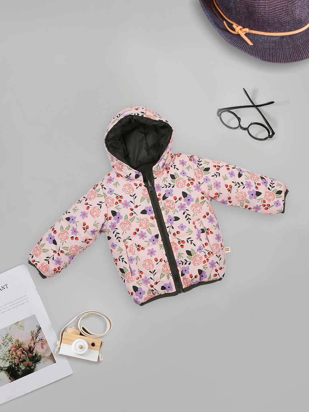 

MeeMee Girls Reversible Bomber Jacket, Pink