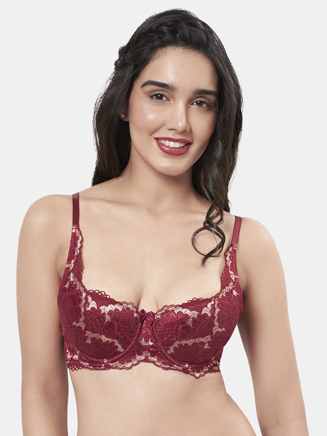 

Amante Floral Underwired Lightly Padded Bra BRA87001, Burgundy