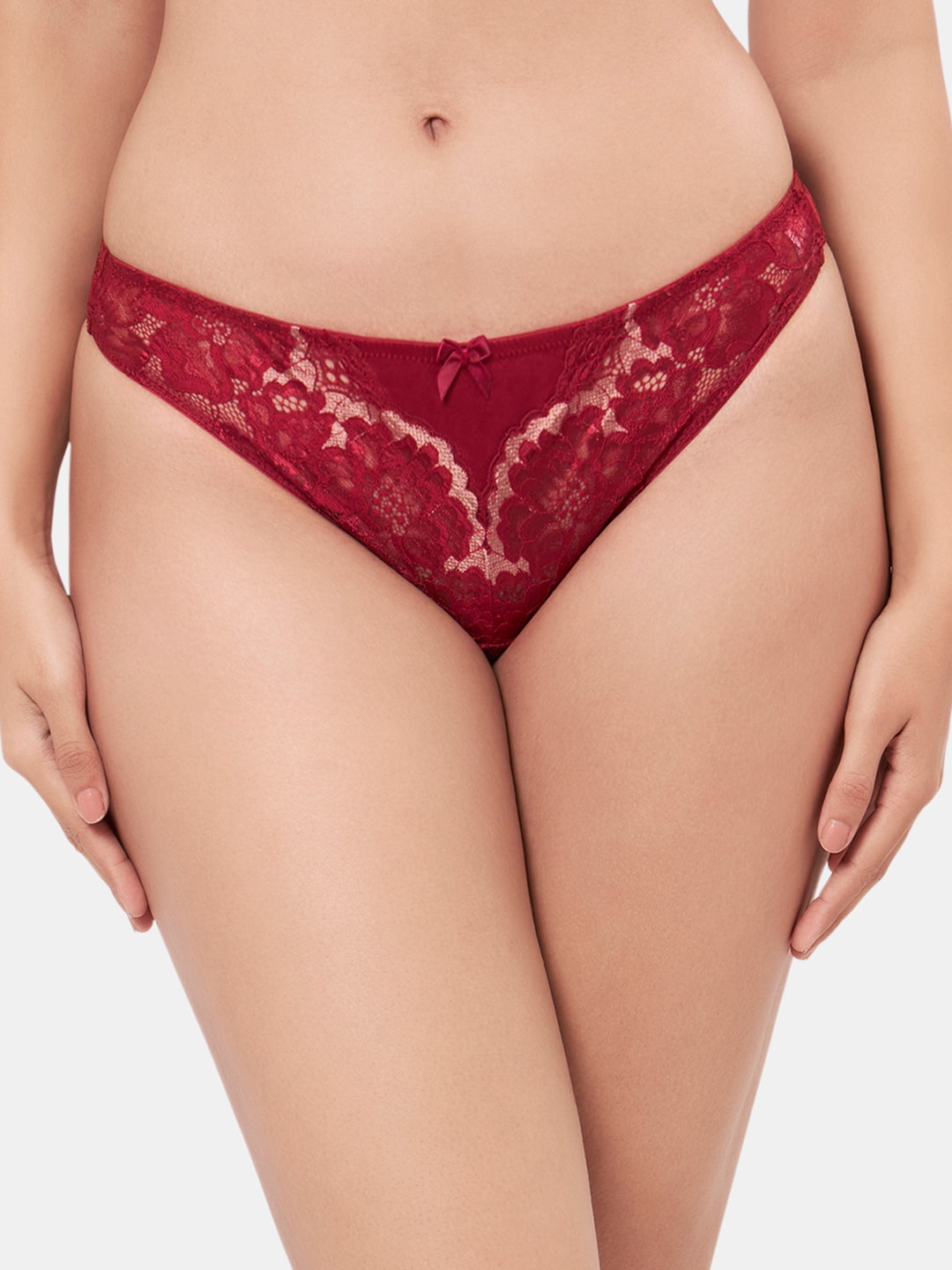 

Amante Women Lace Low Rise Thong Brief - PAN70201, Burgundy