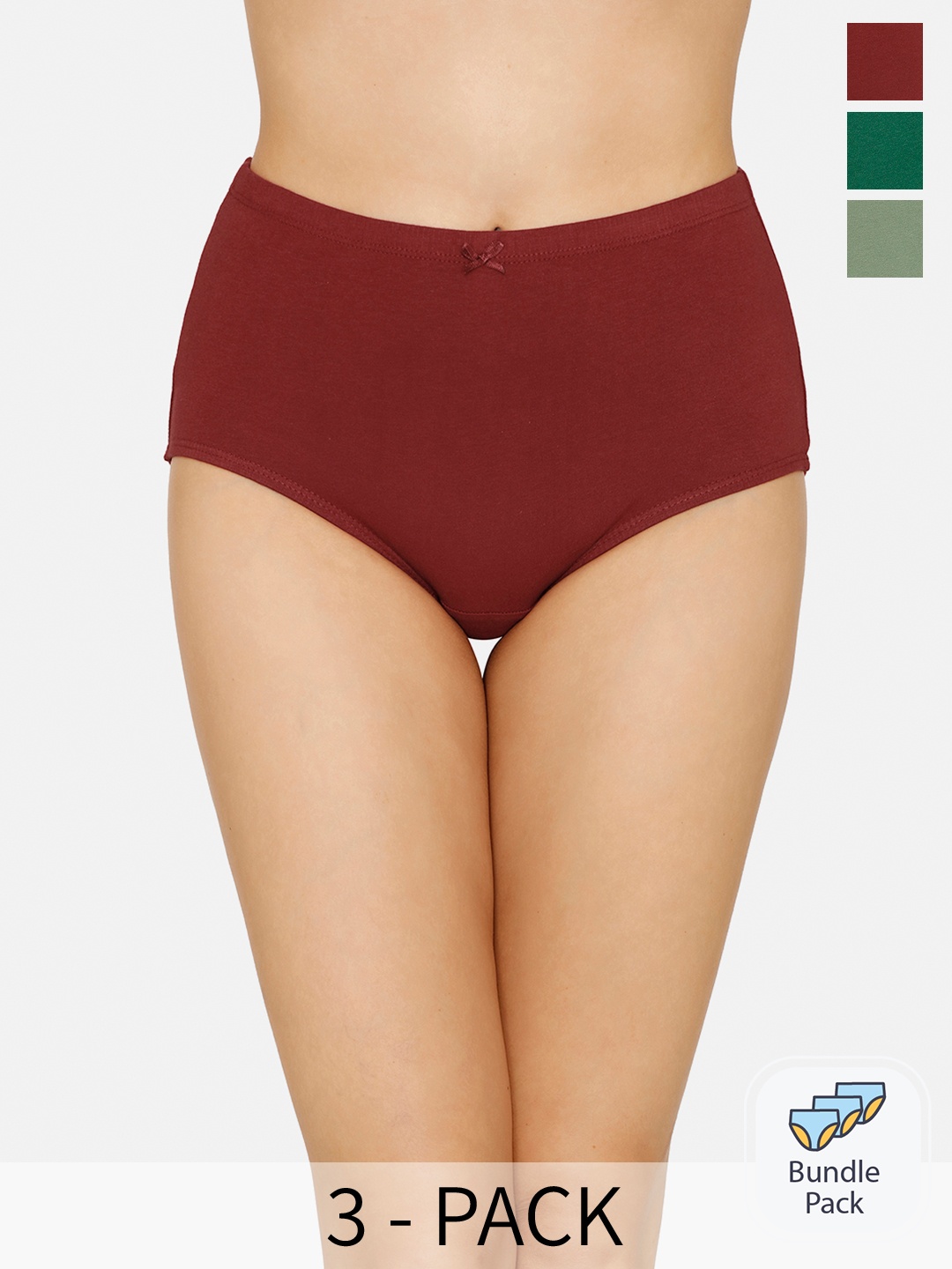 

Amante Women Pack Of 3 Hipster Briefs, Maroon