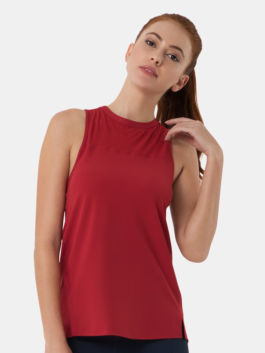 

Amante Round Neck Sleeveless Tank Top, Red