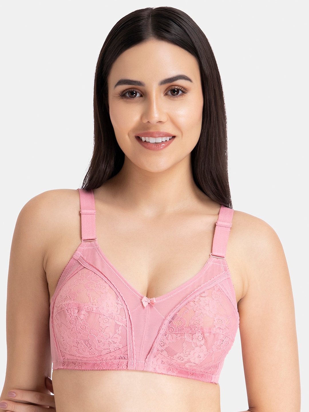 

Amante Non Padded Wirefree Magic Support Lace Bra BRA81901, Rose