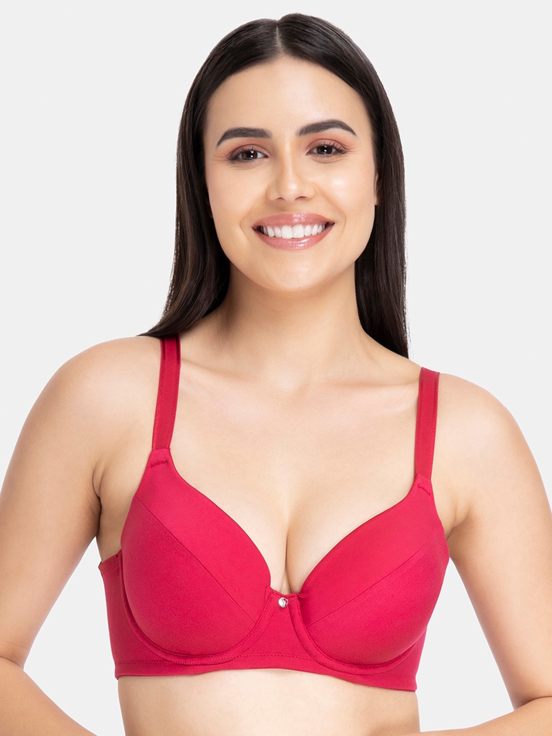 

Amante Solid Padded Wired Smooth Definition T-Shirt Bra - BRA75701, Red