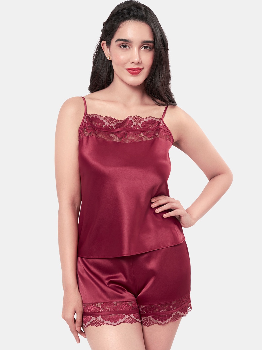 

Amante Women Self-Design Camisoles, Burgundy