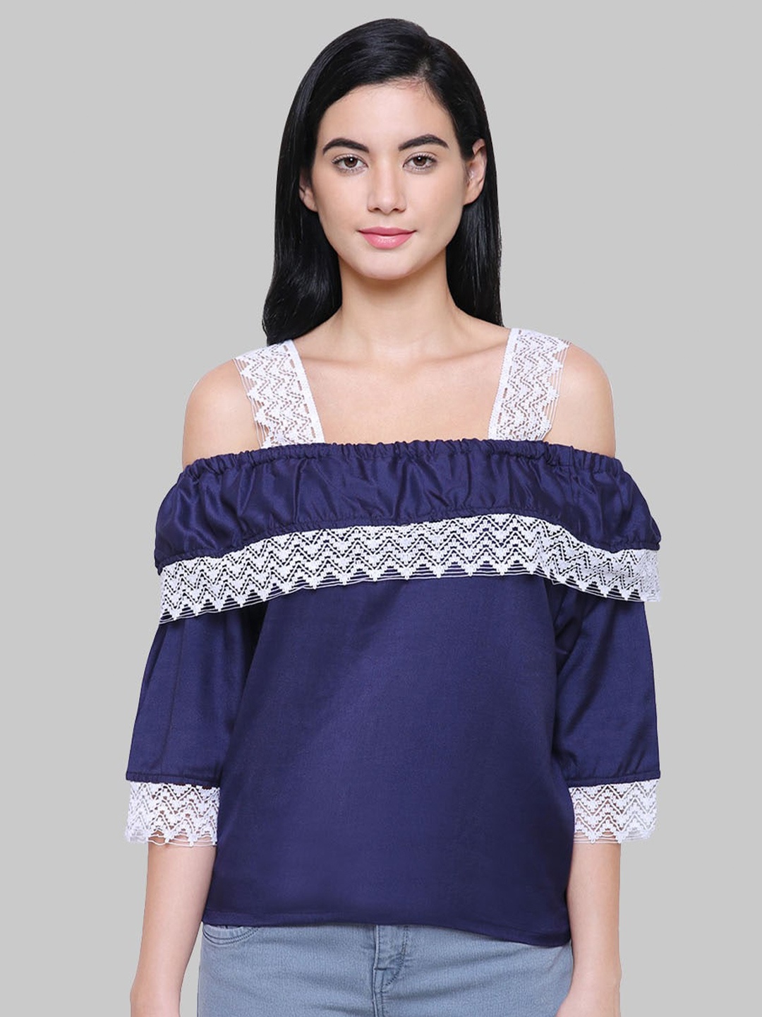 

SAUNDARYA Navy Blue Top