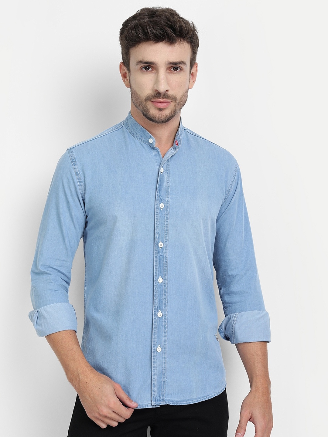 

DEZANO Men Comfort Denim Cotton Casual Shirt, Blue