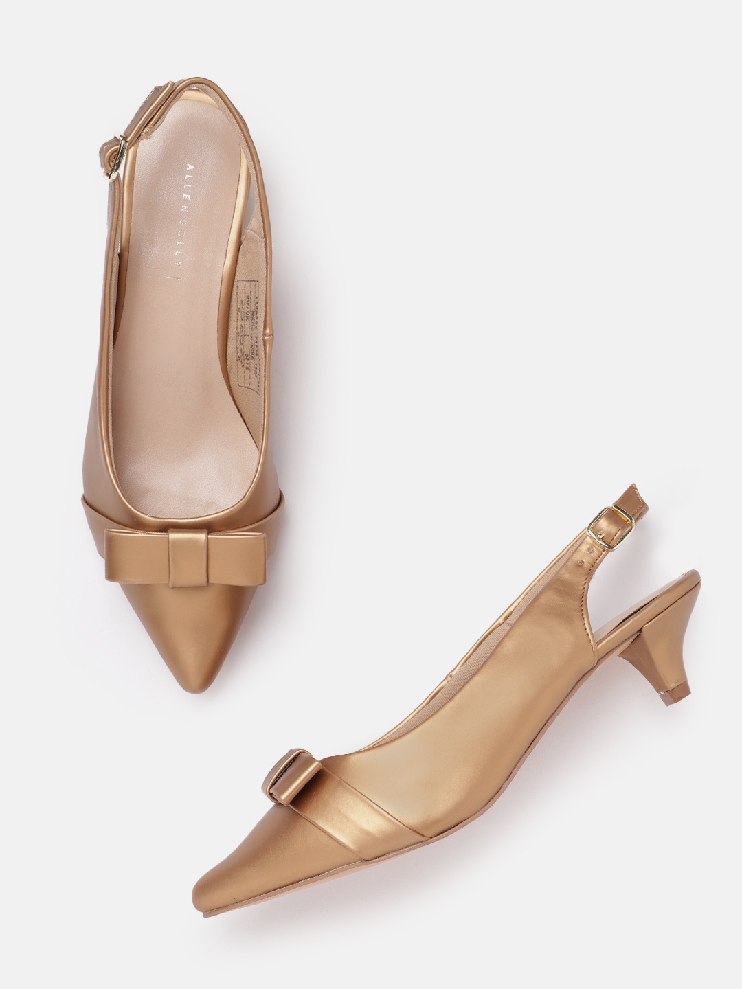 

Allen Solly Kitten Heel Pumps with Bow Detail, Gold