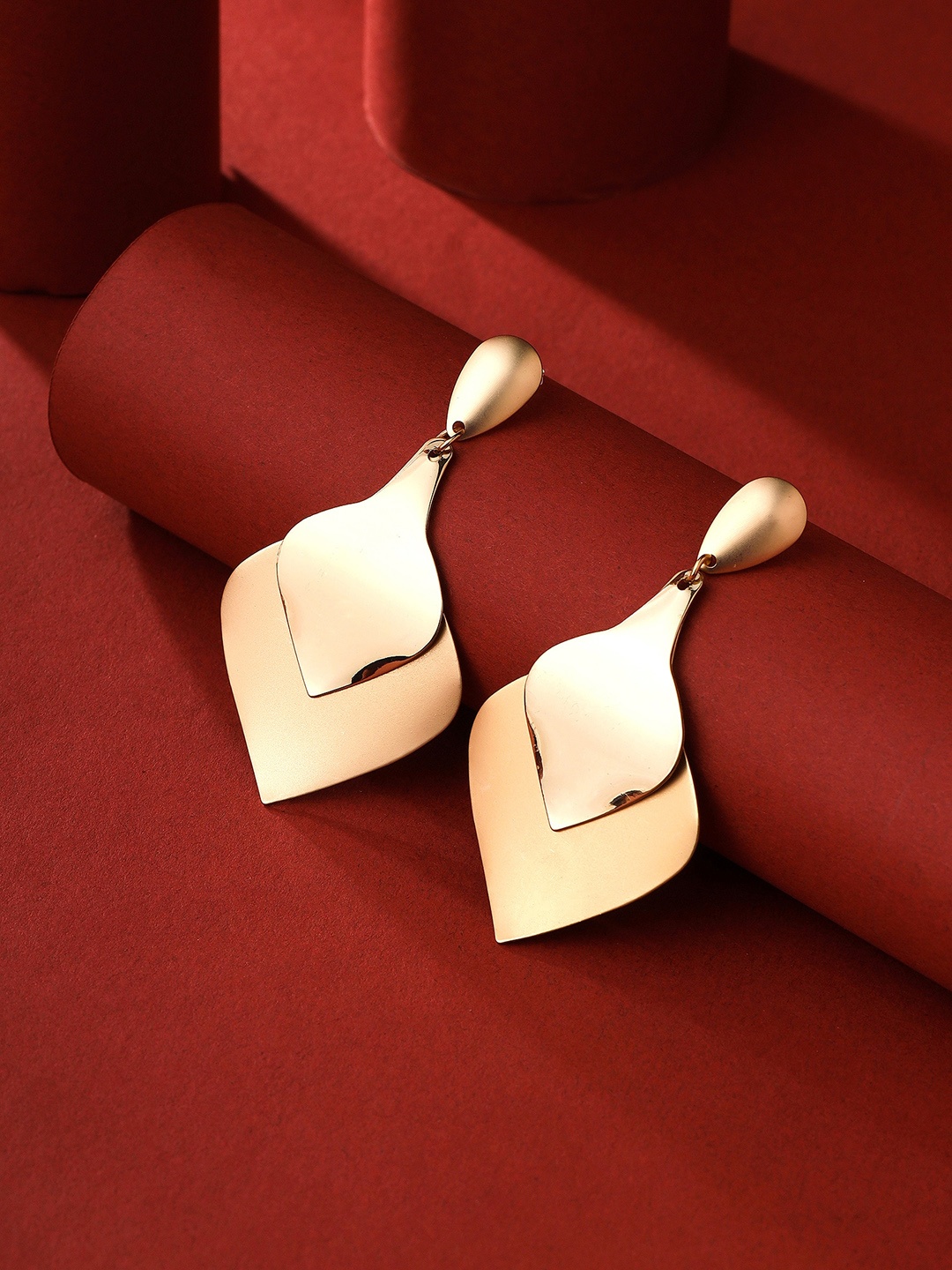 

Yellow Chimes Contemporary Drop Earrings, Gold