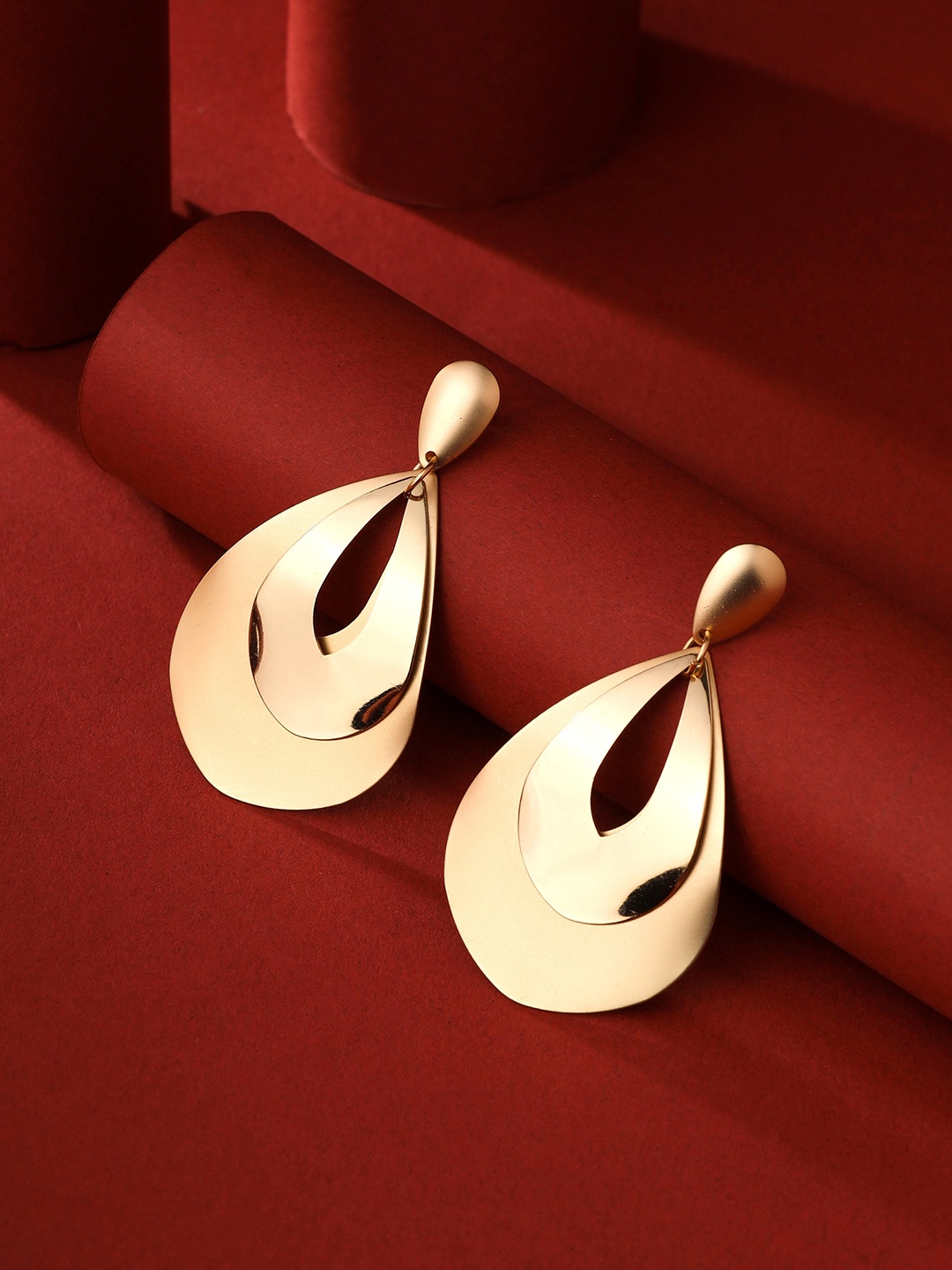 

Yellow Chimes Contemporary Drop Earrings, Gold