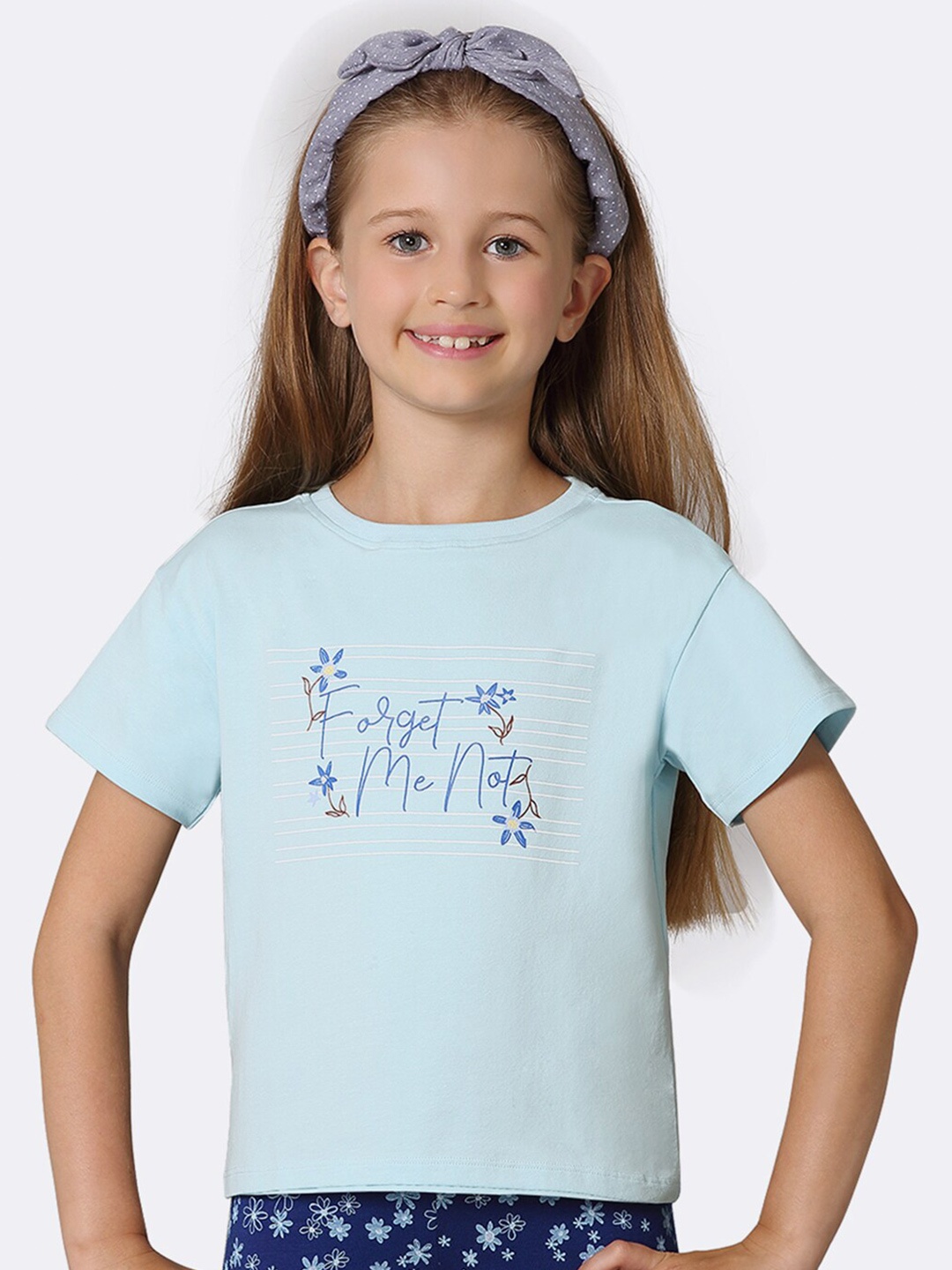

Van Heusen Girls Printed Cotton T-Shirt, Blue