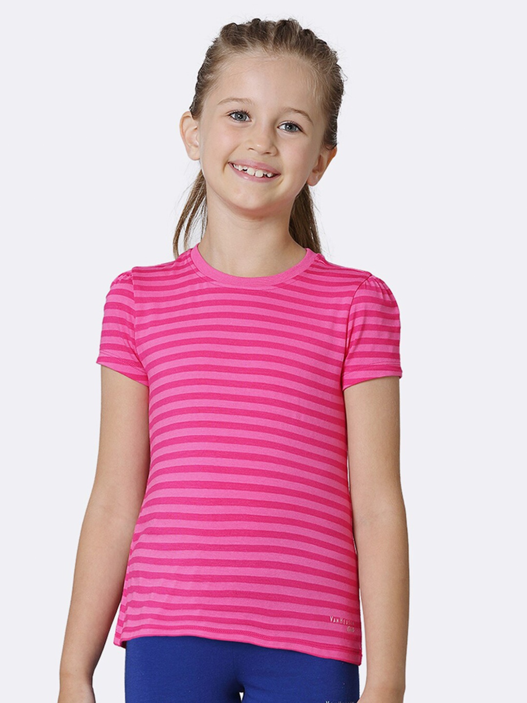 

Van Heusen Girls Yarrow Tonal Striped Round Neck T-Shirt, Magenta