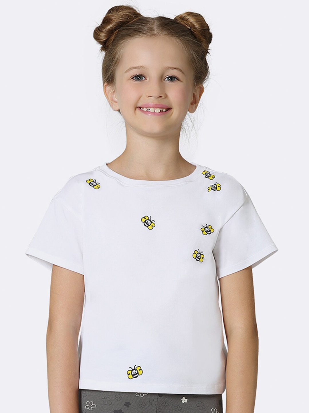 

Van Heusen Girls Printed Cotton Ultra Soft Crew Neck T-Shirt, White
