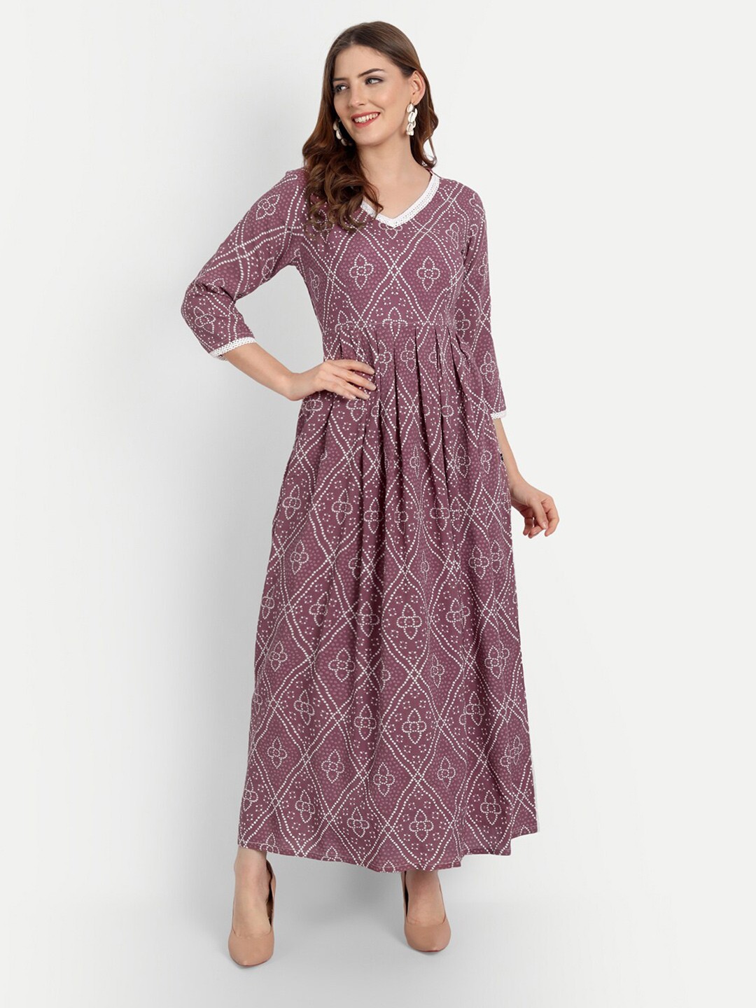 

githaan Ethnic Motifs V-neck Maxi Dress, Burgundy