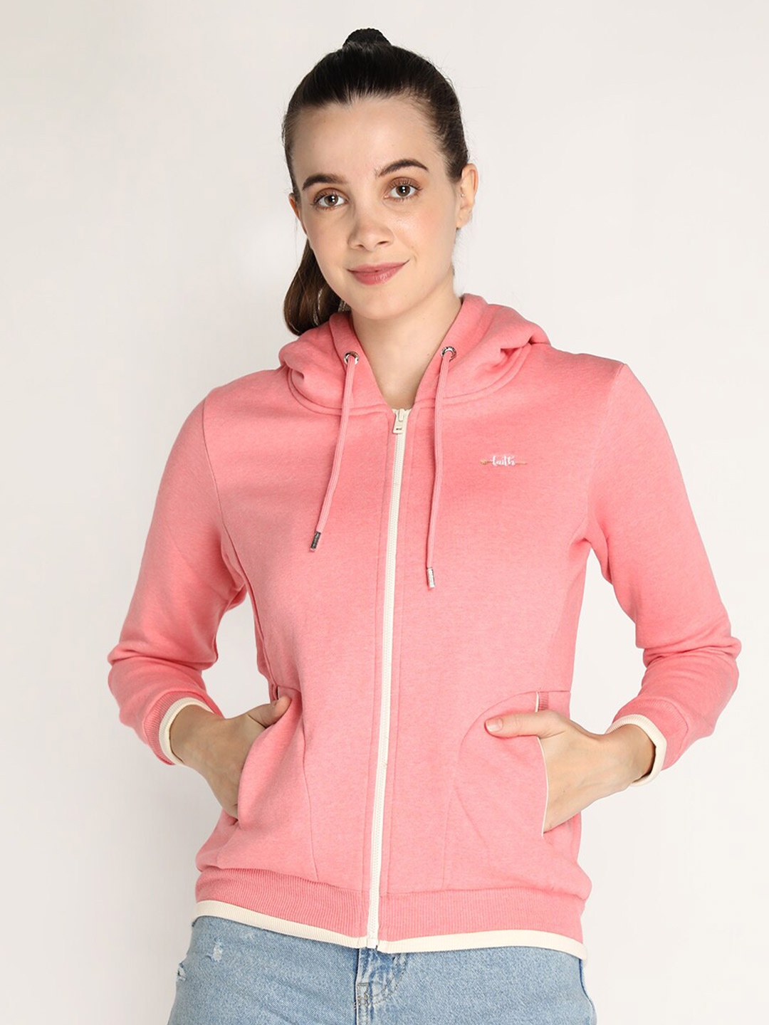 

LURE URBAN Front-Open Hooded Sweatshirt, Pink