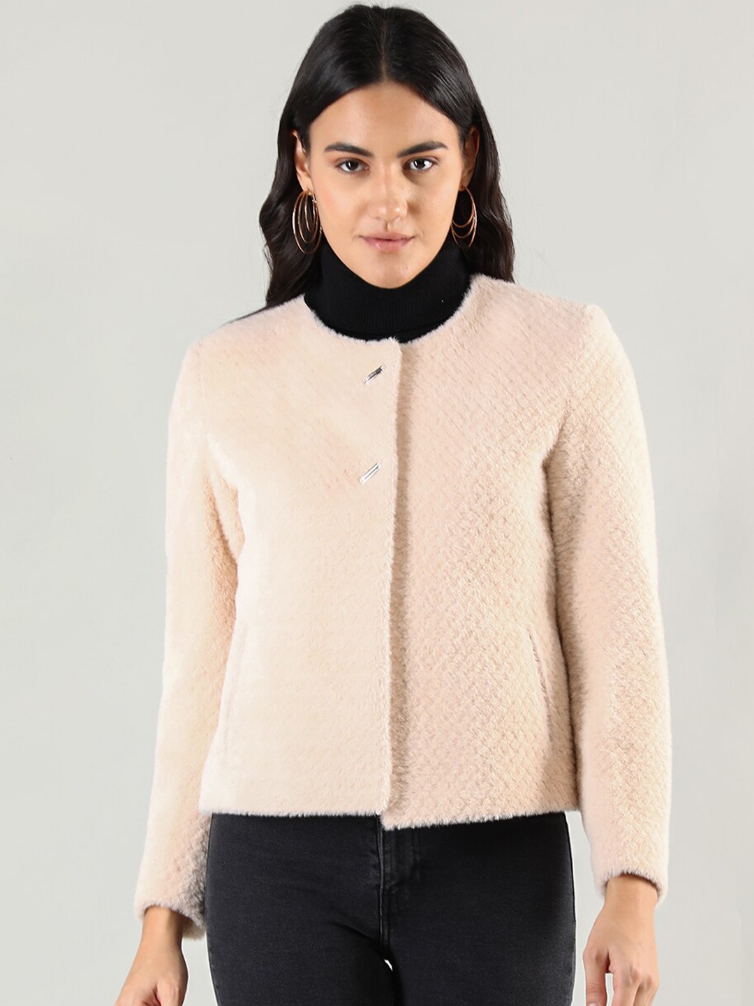 

LURE URBAN Women Textured Woollen Peacoats, Beige