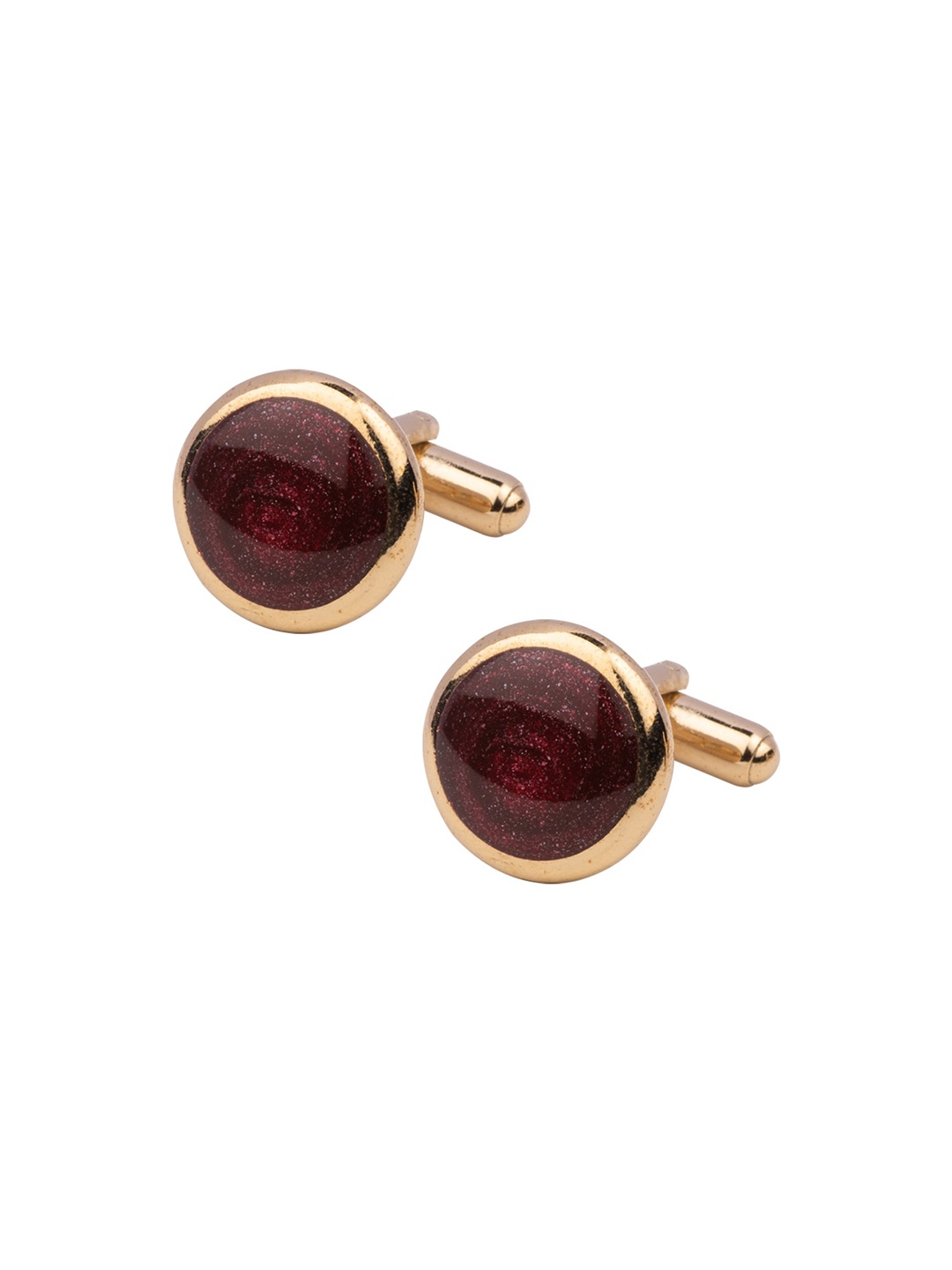 

The Tie Hub Maroon & Gold-Toned Cufflink