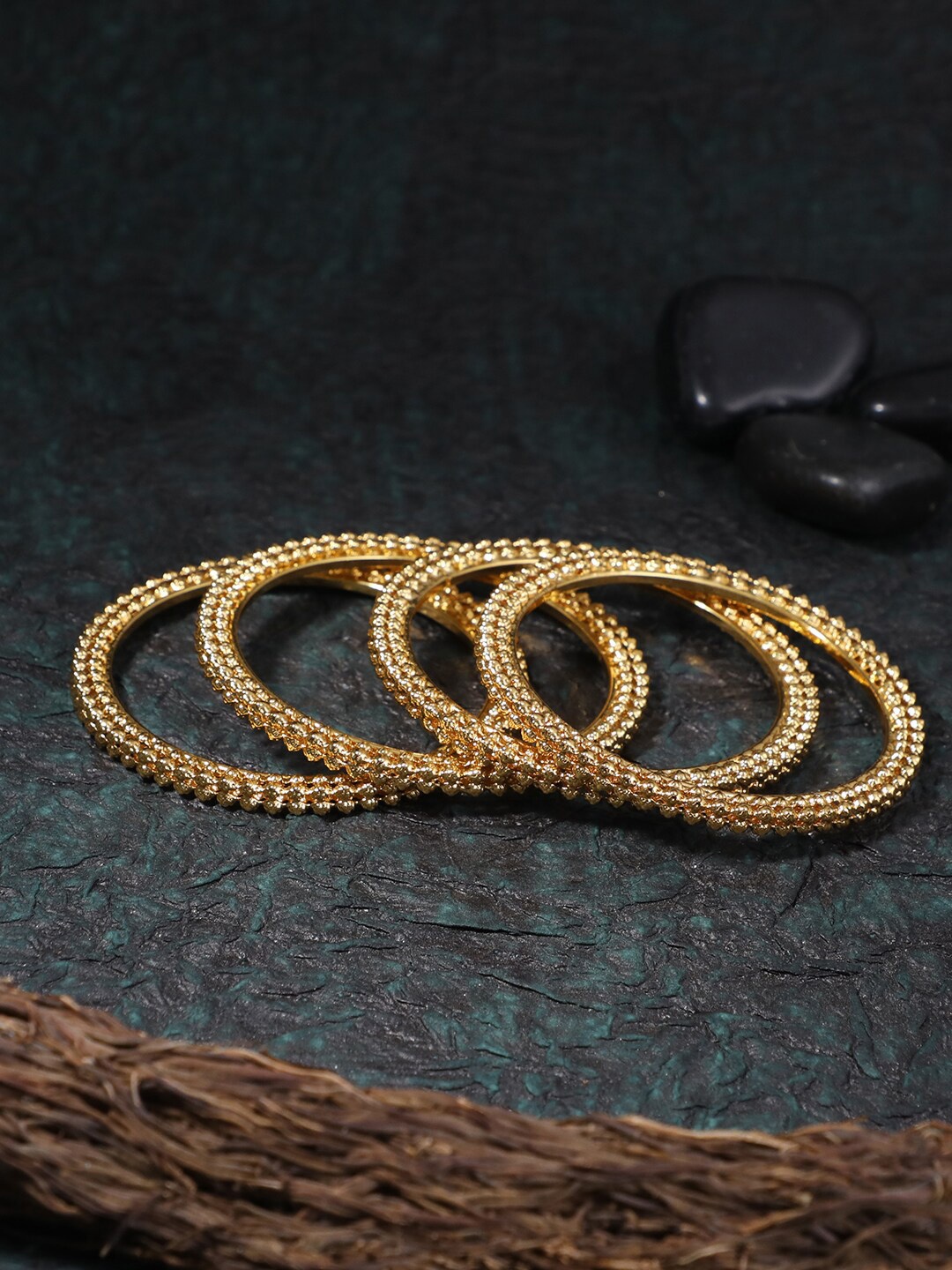 

Adwitiya Collection 24 CT Set Of 4 Gold-Plated Bangles