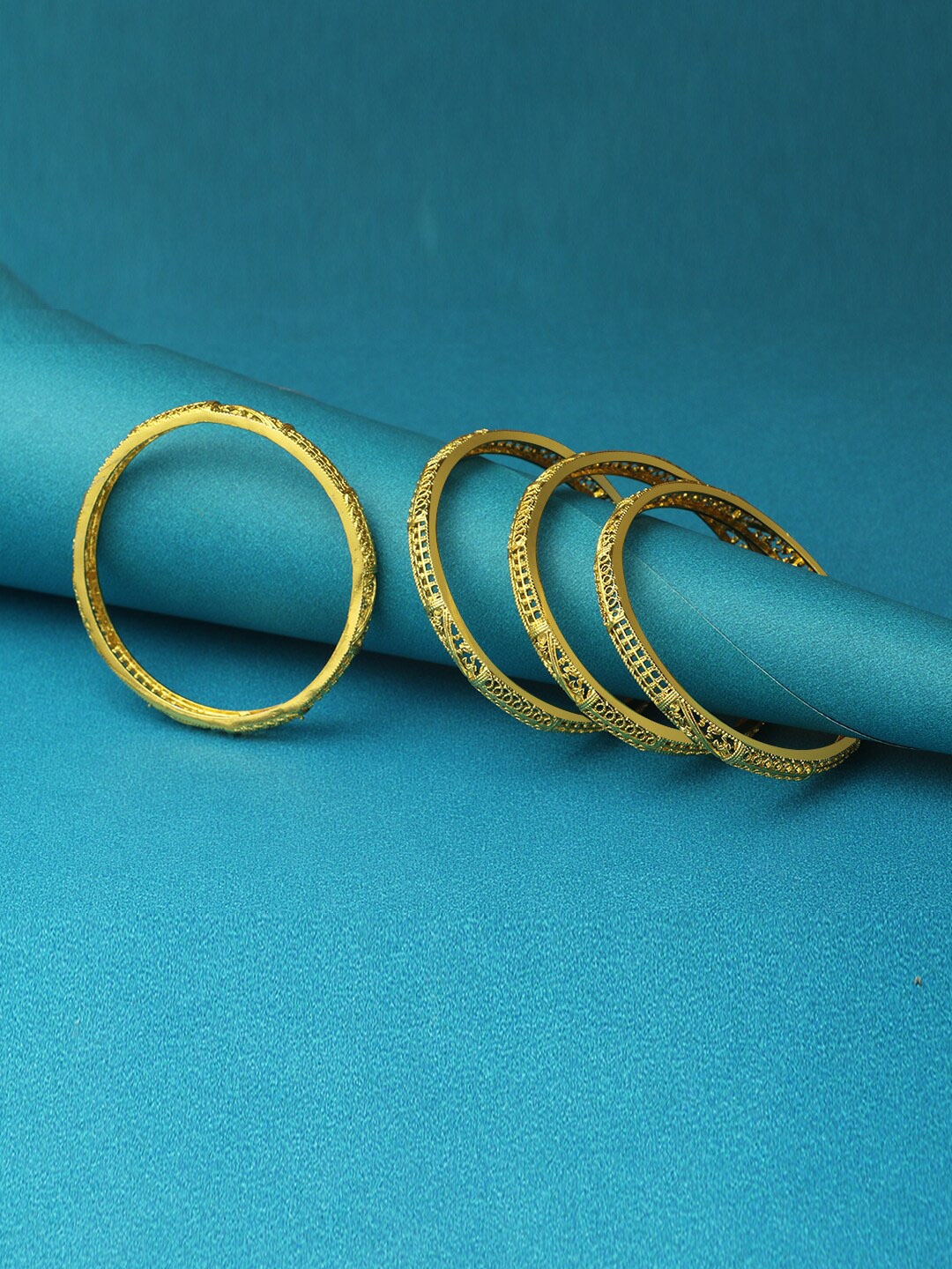 

Adwitiya Collection Set Of 4 24CT Gold-Plated Bangles