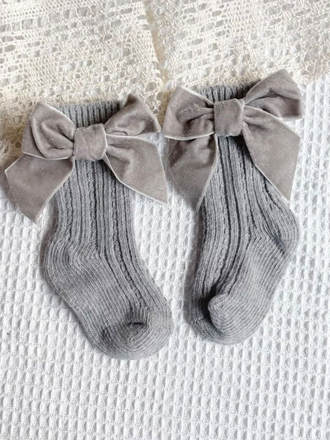 

EL REGALO Girls Pack Of 4 Ribbed With Bow Detail Calf-Length Socks, Brown