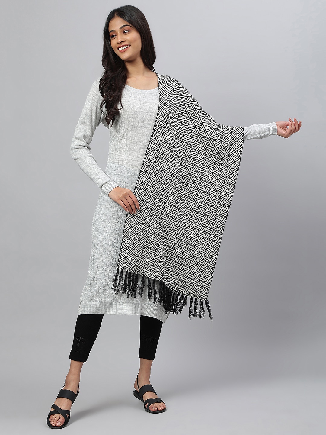 

AURELIA Printed Stole, White