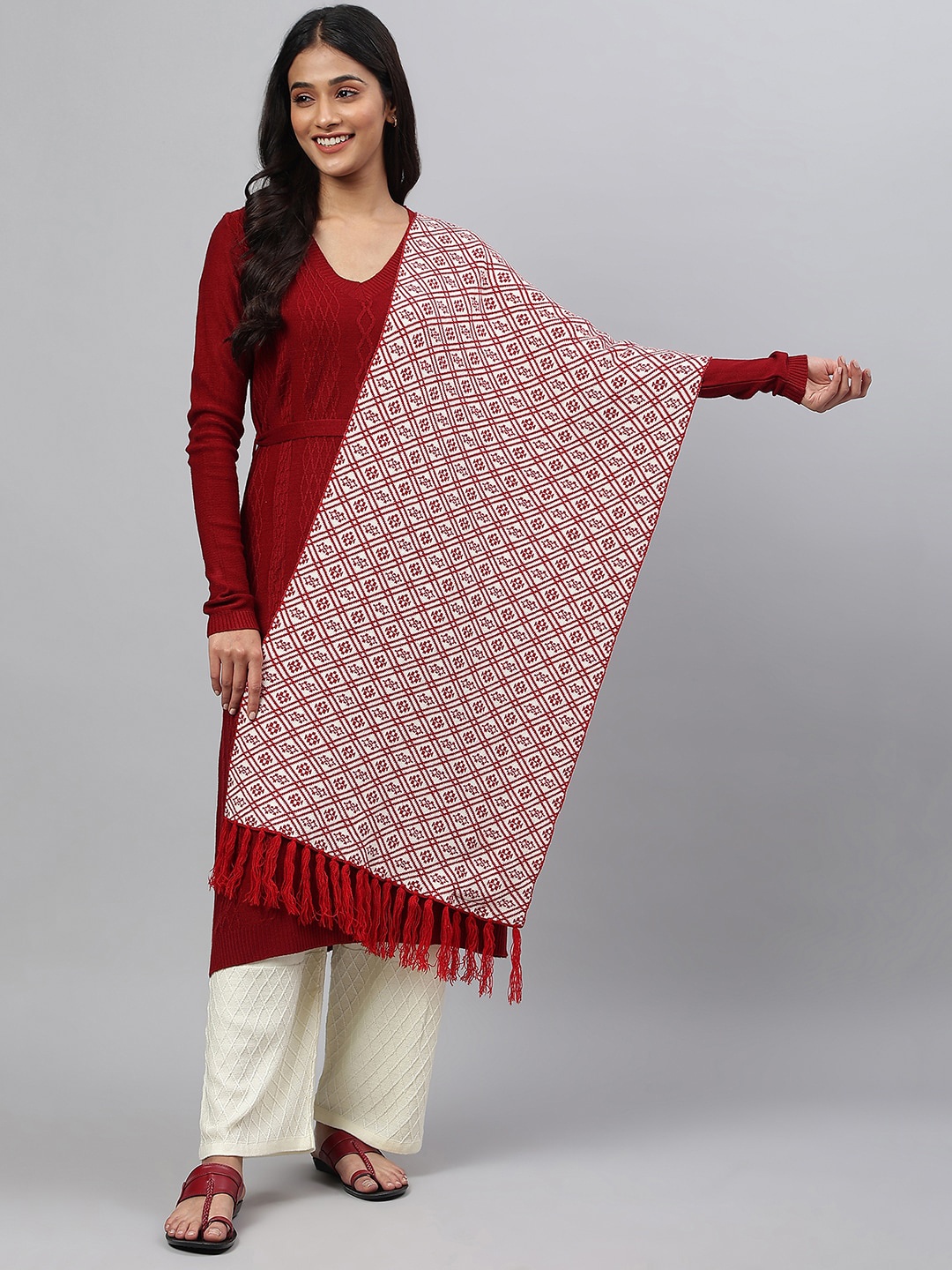 

AURELIA Printed Stole, Red