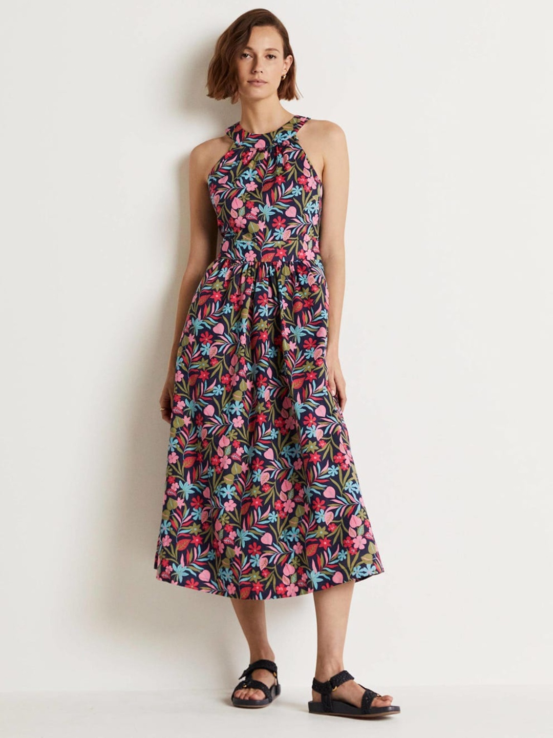 

La Aimee Floral Halter Neck Midi Dress, Blue