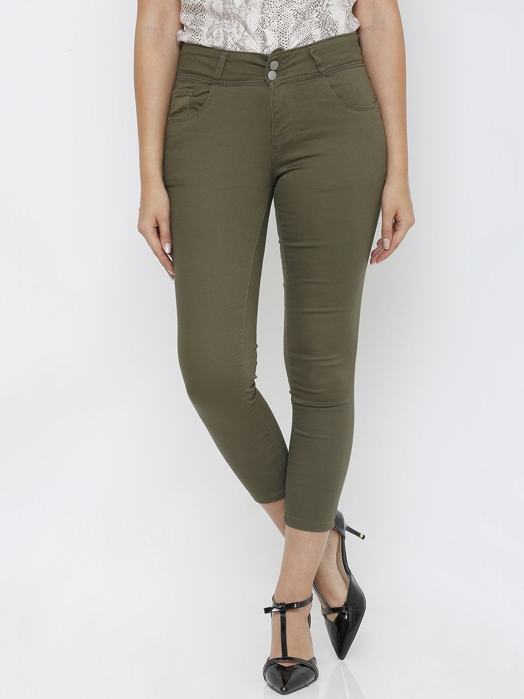 

Kraus Jeans Women Skinny Fit Stretchable Jeans, Olive