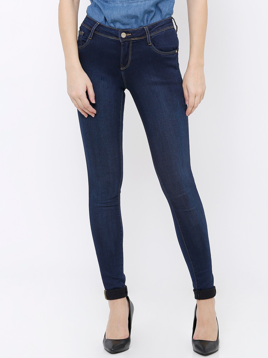 

Kraus Jeans Women Skinny Fit Light Fade Stretchable Jeans, Blue
