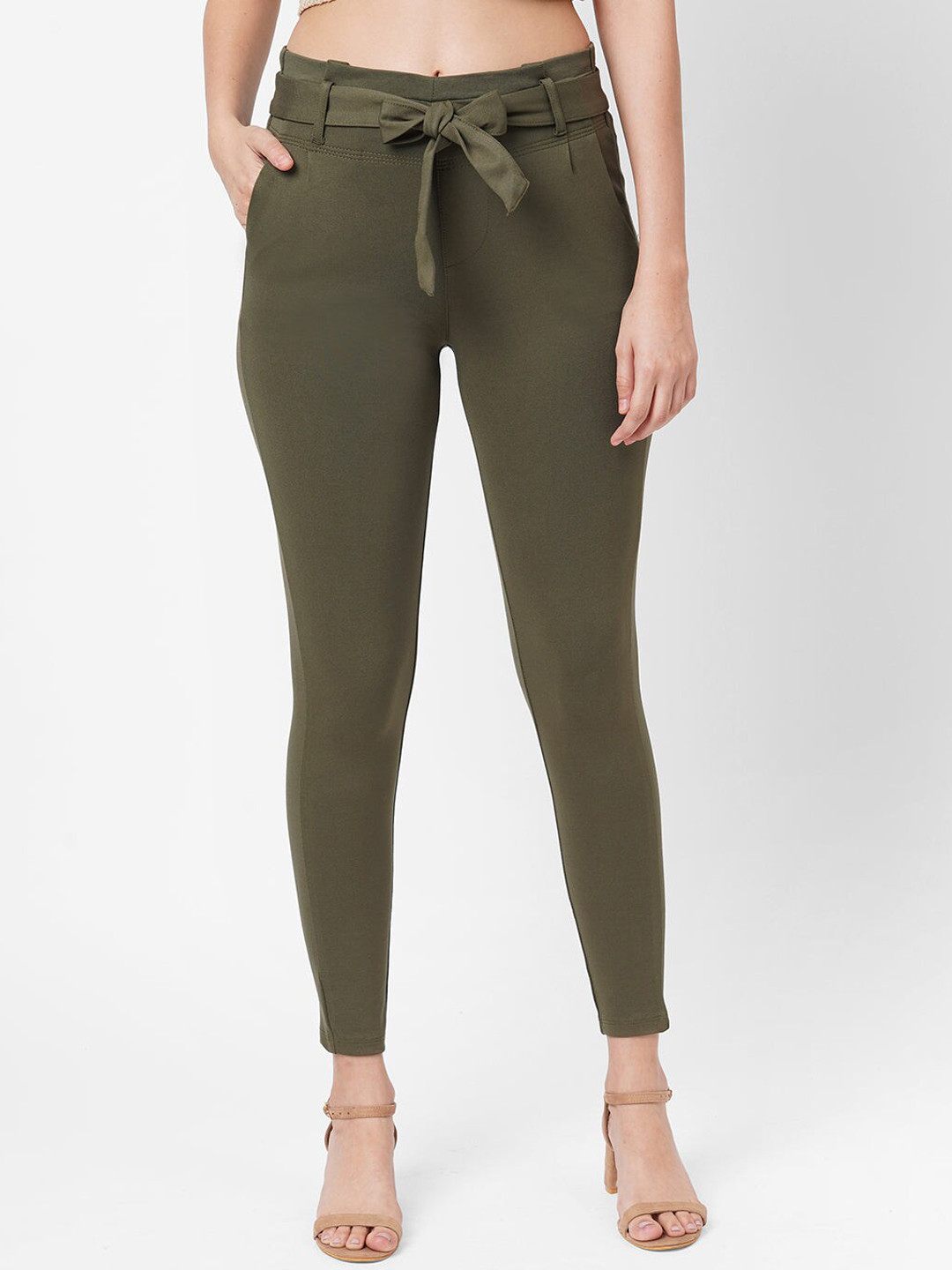 

Kraus Jeans Women Loose Fit High-Rise Pleated Trousers, Olive