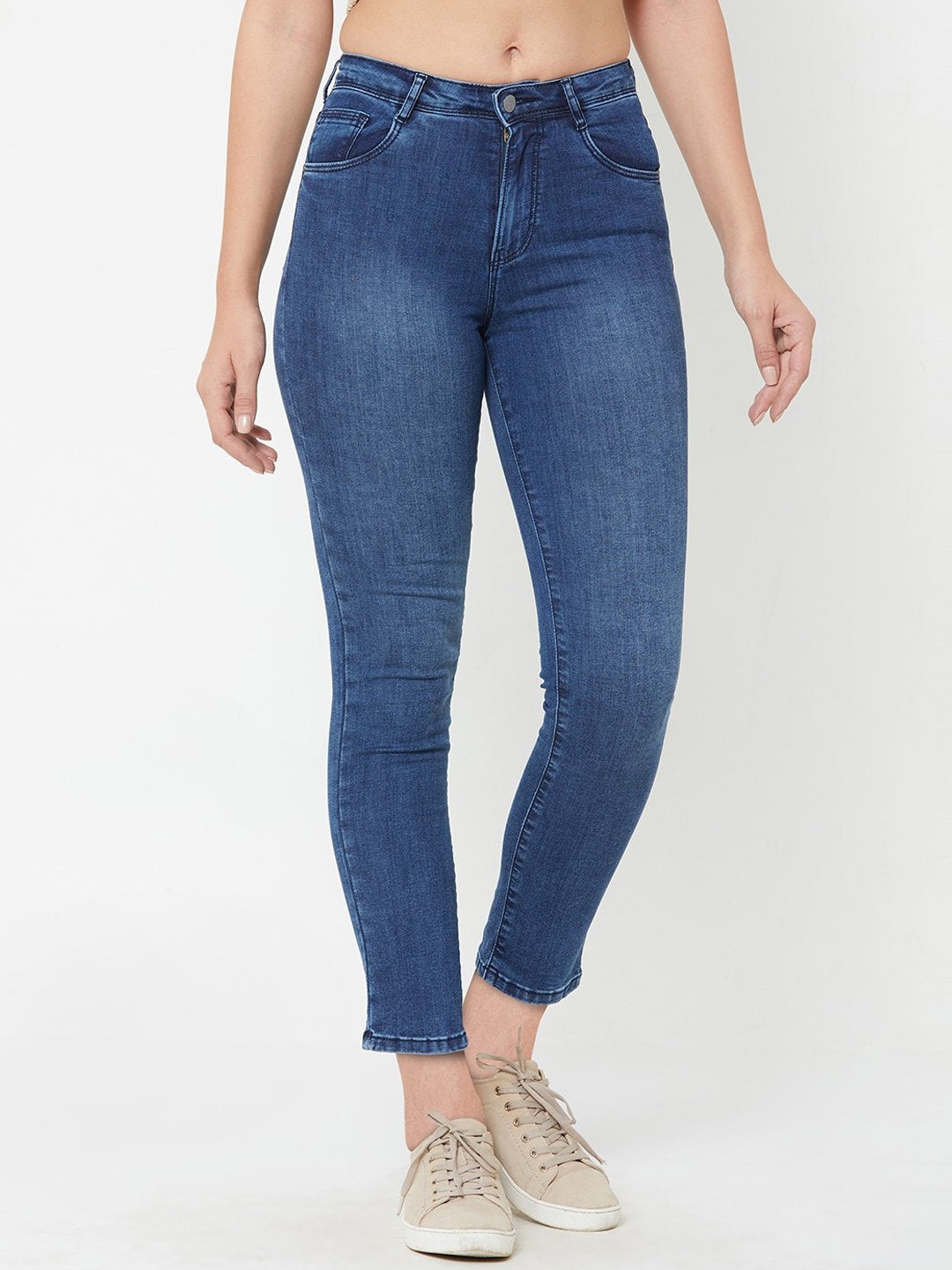 

Kraus Jeans Women Straight Fit High-Rise Light Fade Stretchable Jeans, Blue