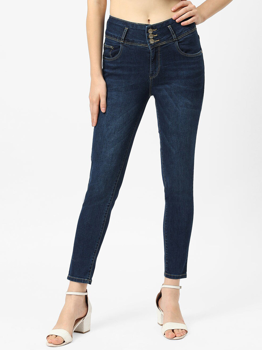 

Kraus Jeans Women Skinny Fit High-Rise Light Fade Strecthable Jeans, Blue
