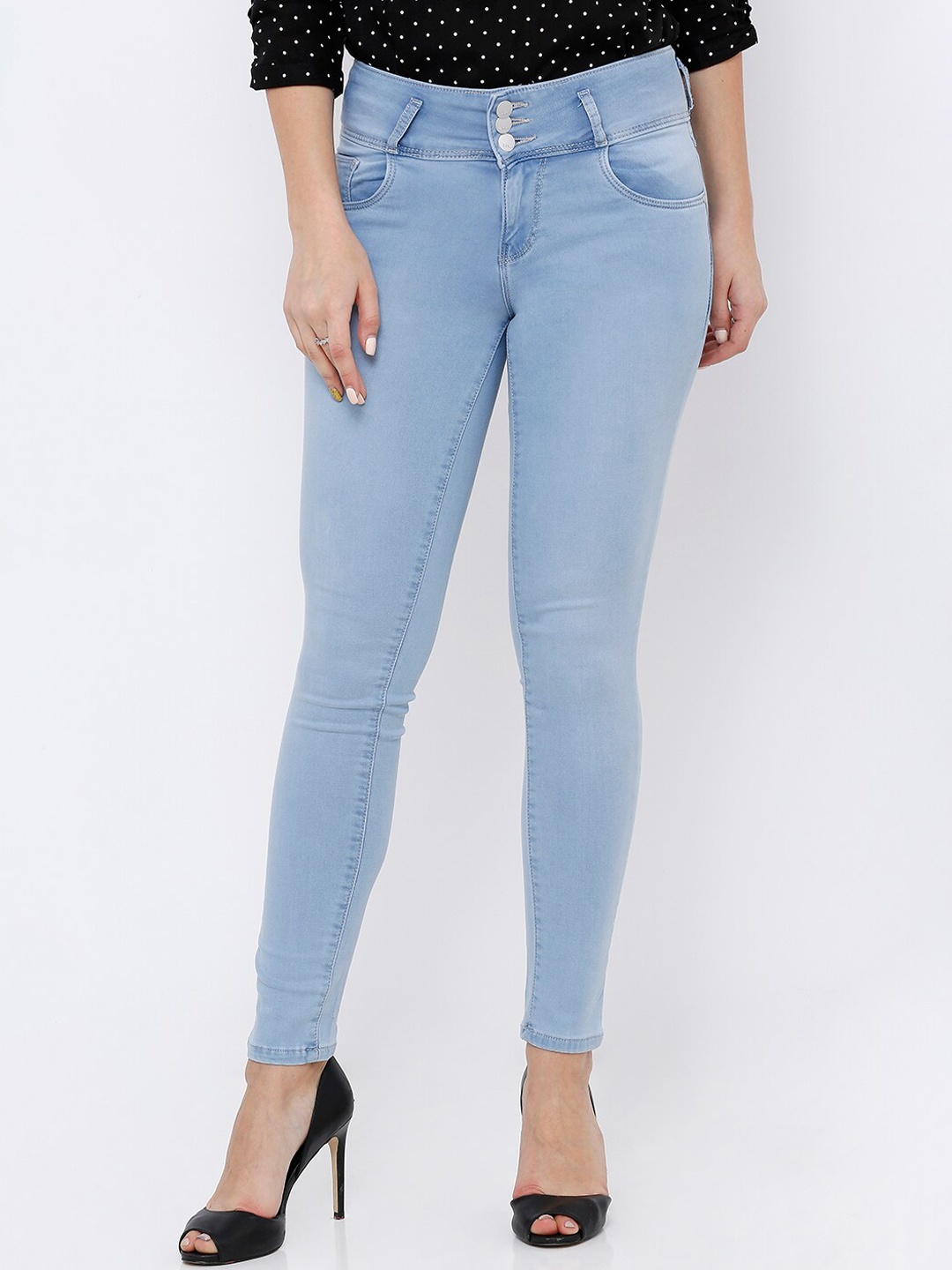 

Kraus Jeans Women Skinny Fit High-Rise Strecthable Jeans, Blue