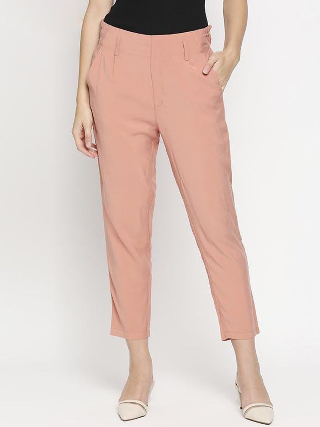 

Kraus Jeans Women High-Rise Trousers, Peach