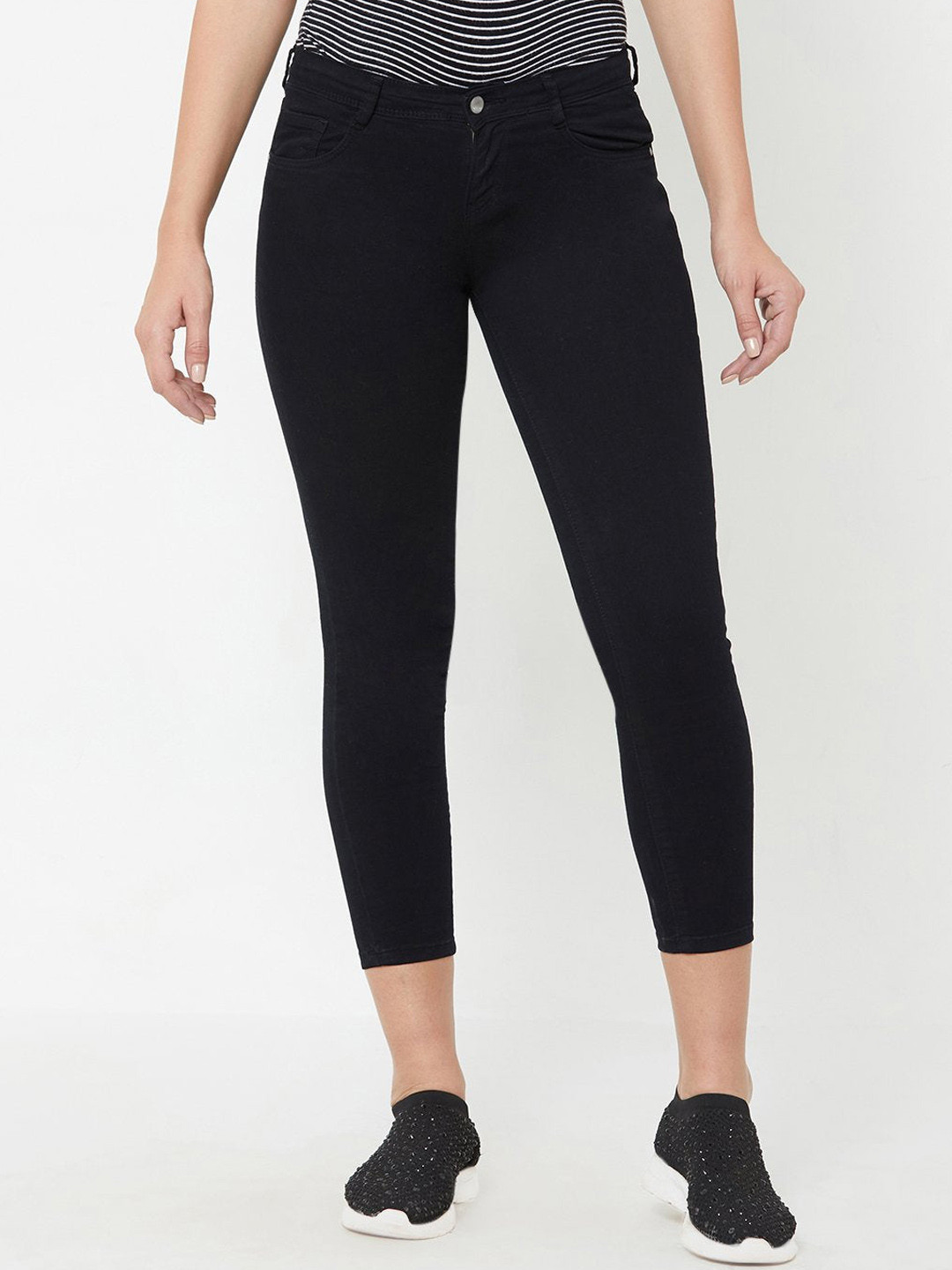 

Kraus Jeans Women Mid-Rise Skinny Fit Stretchable Cotton Jeans, Black