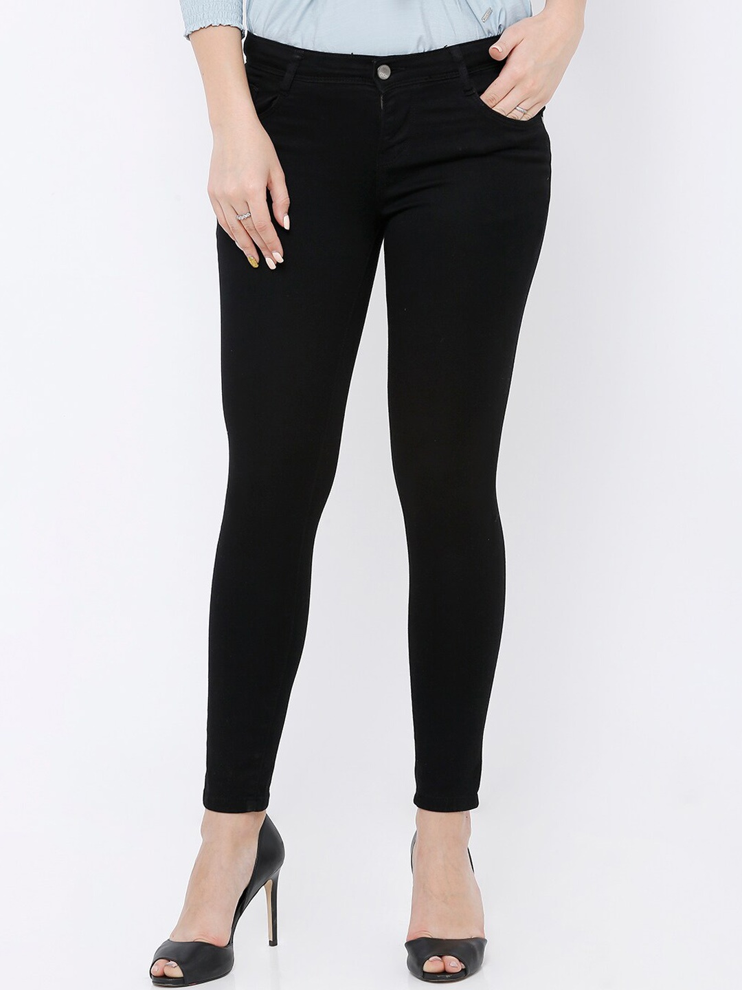 

Kraus Jeans Women Super Skinny Fit High-Rise Jeans, Black