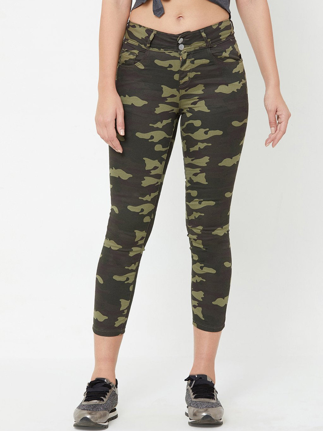 

Kraus Jeans Women Skinny Fit Printed Jeans, Olive