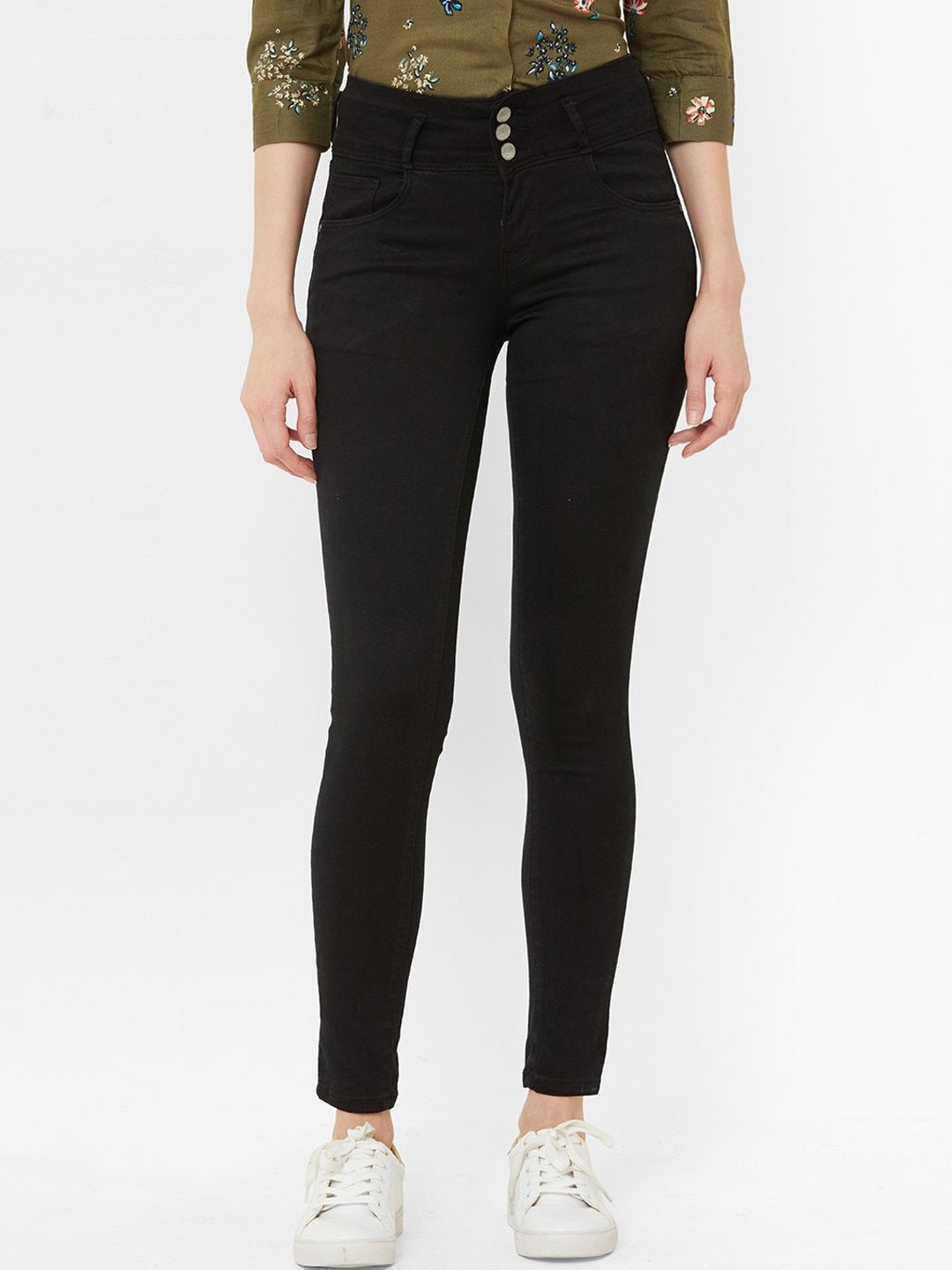 

Kraus Jeans Women Black Skinny Fit High-Rise Jeans