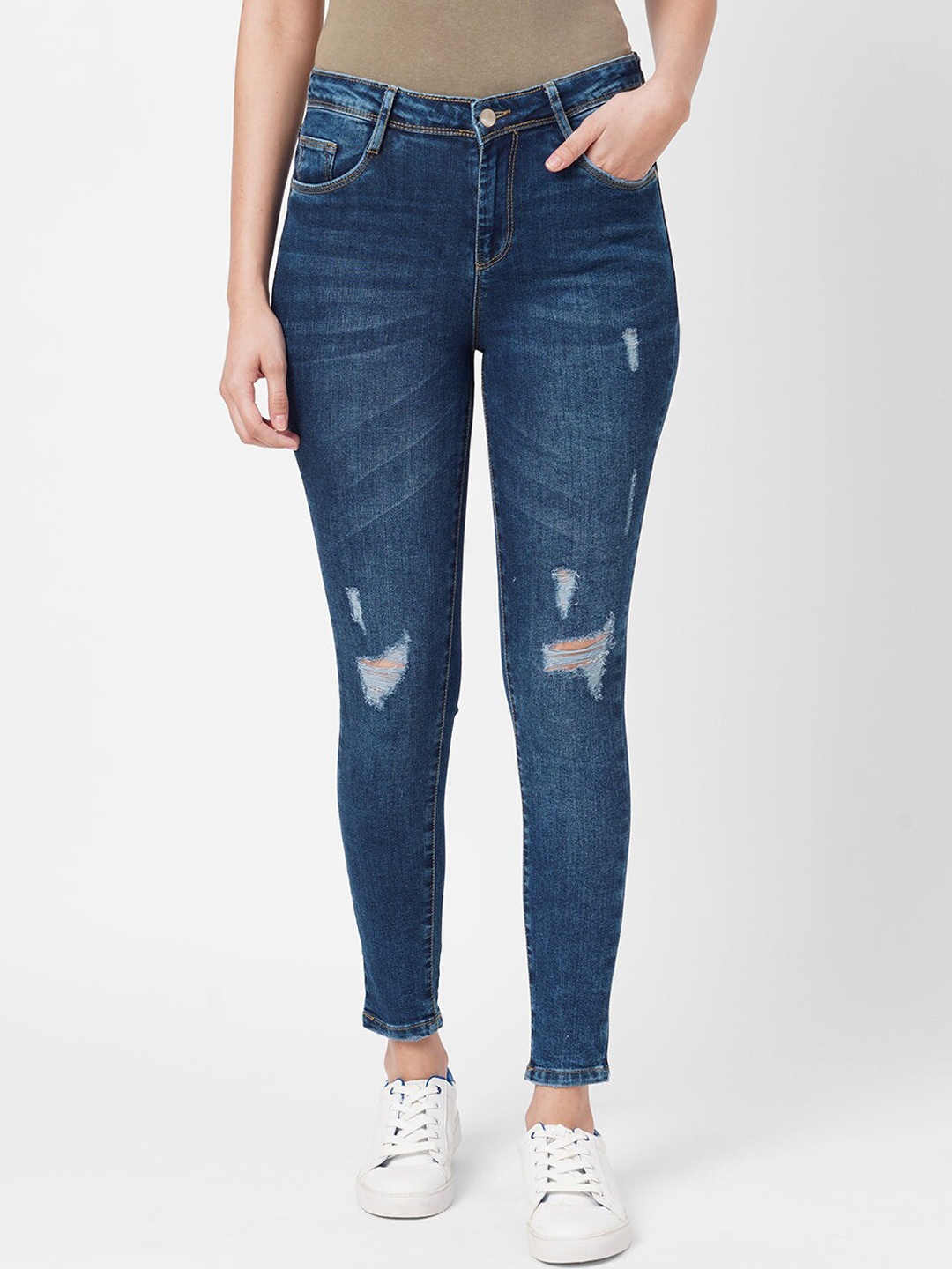 

Kraus Jeans Women Blue Skinny Fit Mildly Distressed Light Fade Jeans
