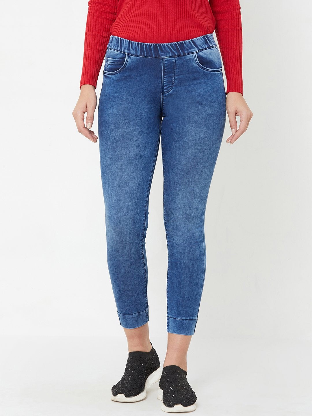 

Kraus Jeans Women Cotton Skinny Fit Jeggings, Blue